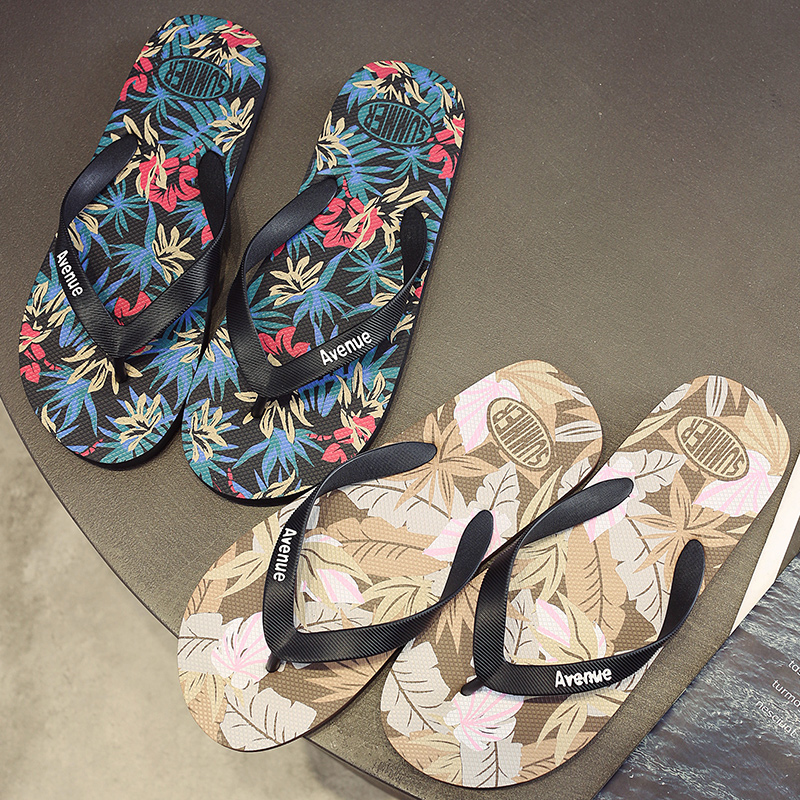Men'S Shoes Cole Haan - Hawaii-Print Herren Flip-Flops Strand-Sandalen Rutschfeste Flache