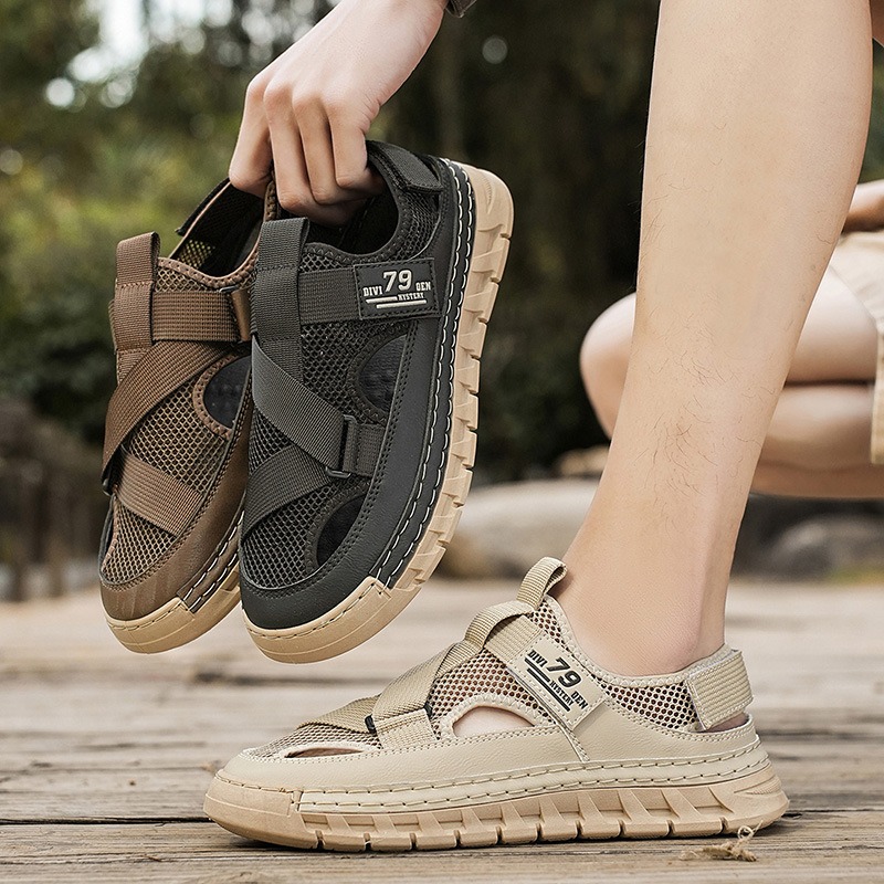 Sandal Sport Outdoor - Herren-Sandalen, Sommer-Mesh-Sandalen, atmungsaktiv, ausgehöhlt, modisch, für