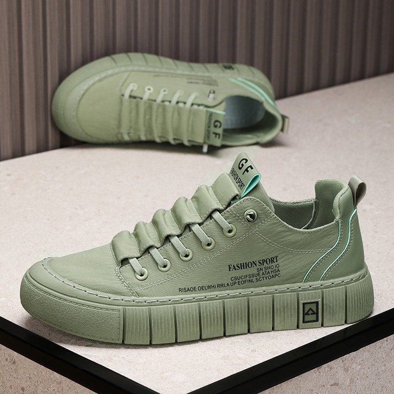 Men'S Shoes Green And White - Grün Männer Casual Schuhe Eis Seide