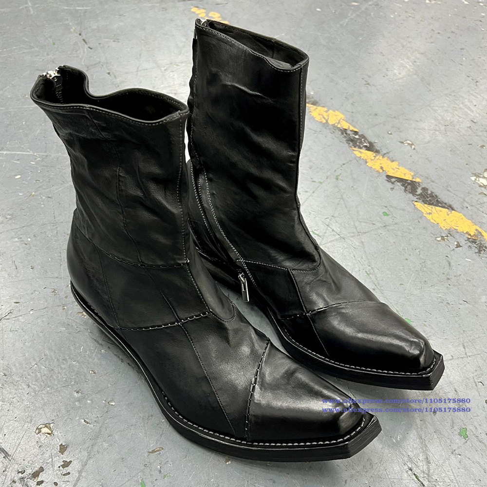Schwarze Lederstiefel für Herr – Men'S Shoes Zipper Bewertung und Preis