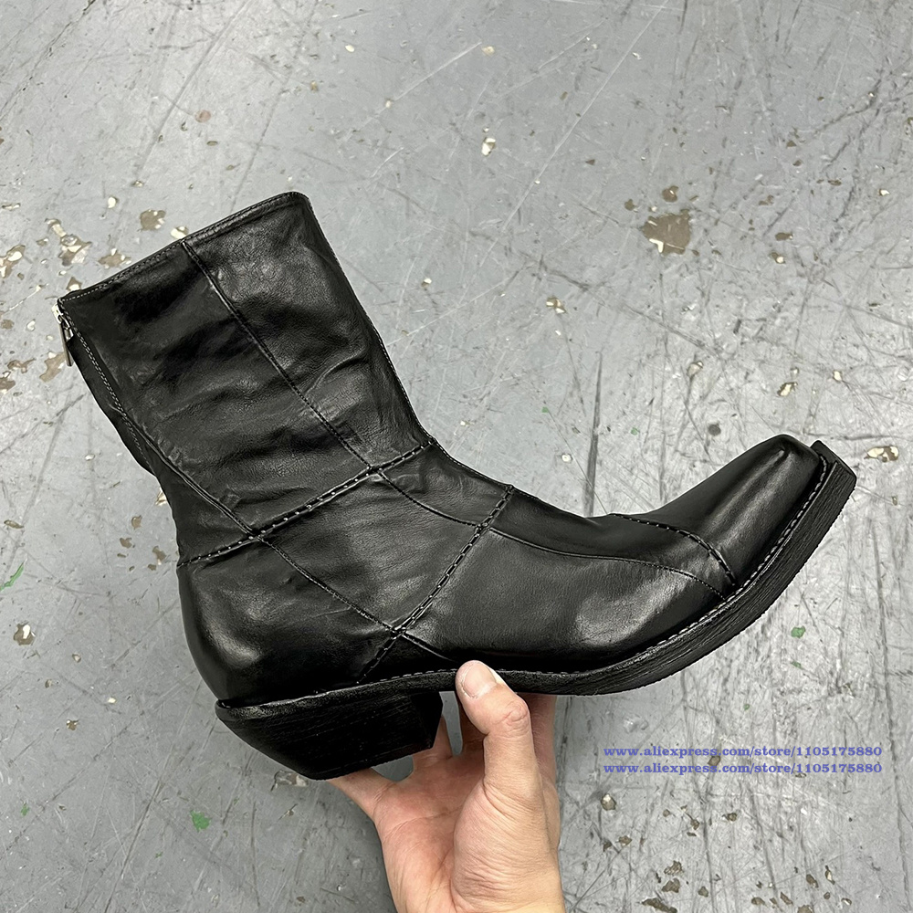 Schwarze Lederstiefel für Herr – Men'S Shoes Zipper Bewertung und Preis