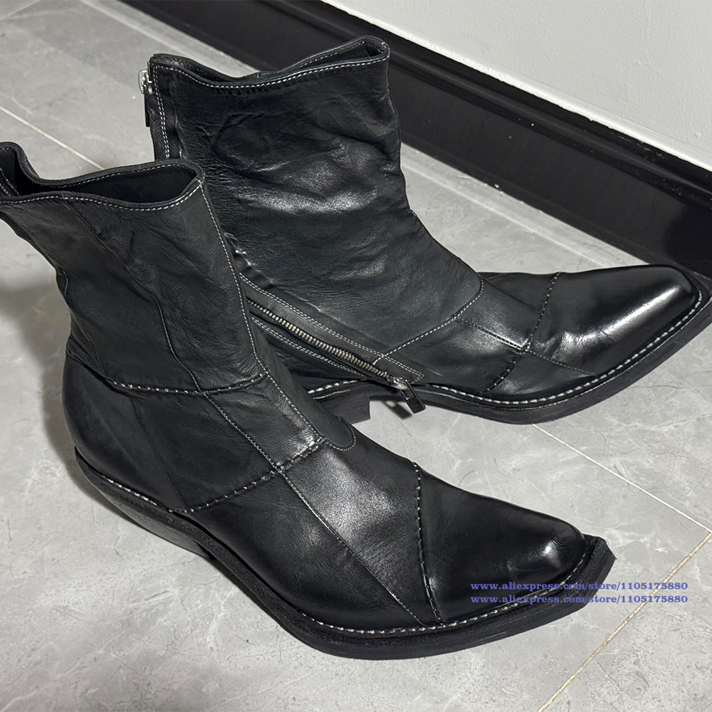 Schwarze Lederstiefel für Herr – Men'S Shoes Zipper Bewertung und Preis