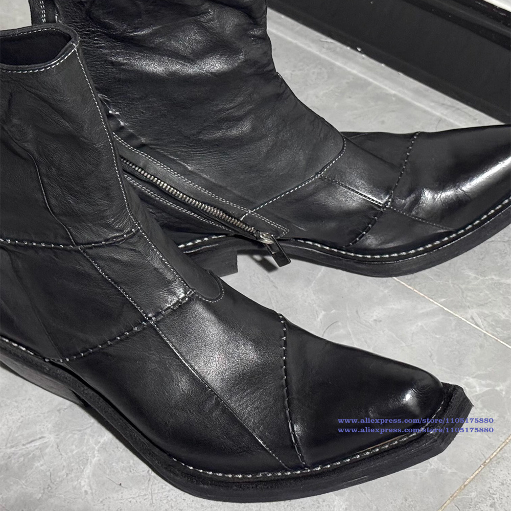 Schwarze Lederstiefel für Herr – Men'S Shoes Zipper Bewertung und Preis